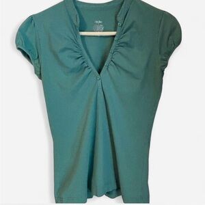Mossimo Supply Co. Teal Gathered Neck Blouse
